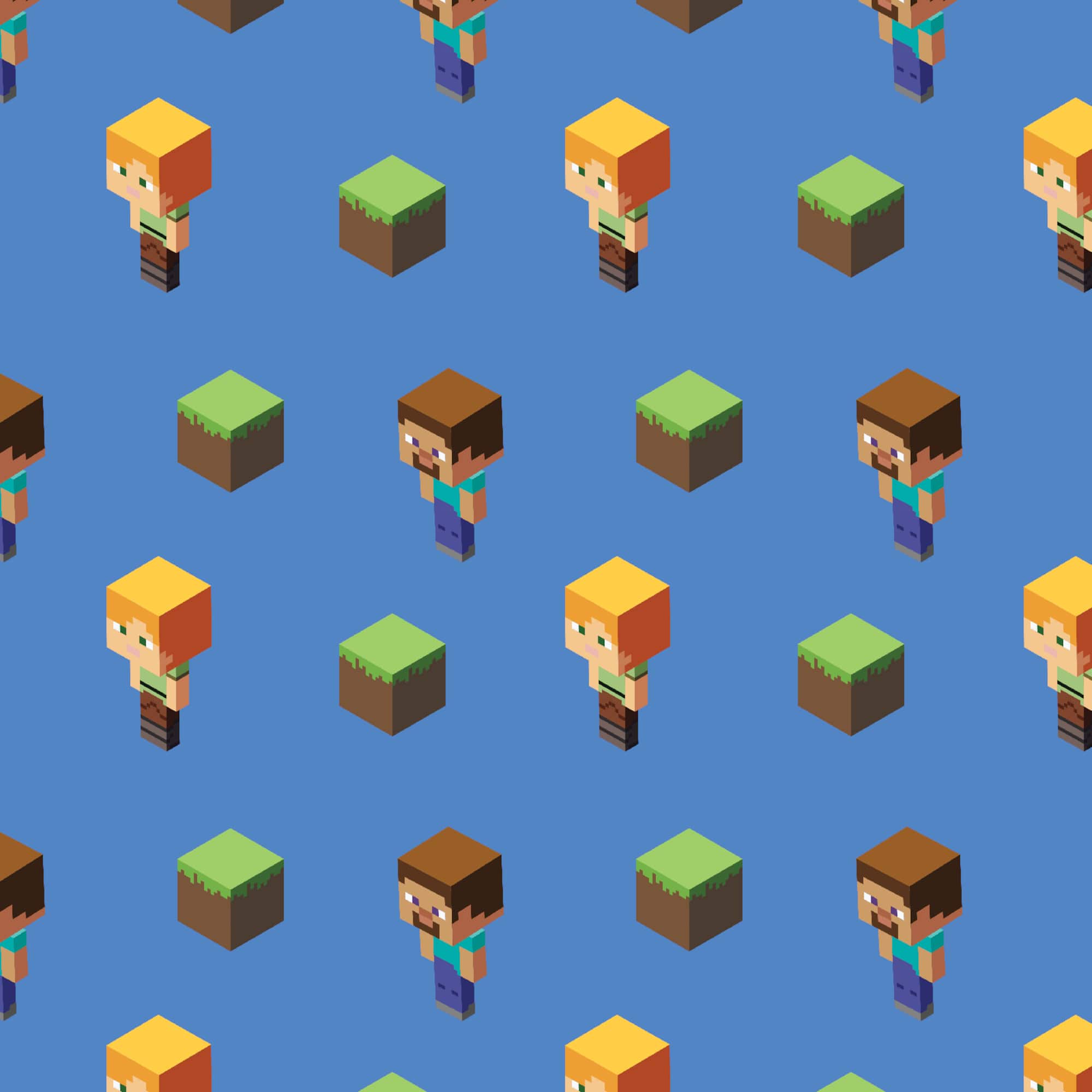 Mojang Minecraft Alex & Steve Cotton Fabric